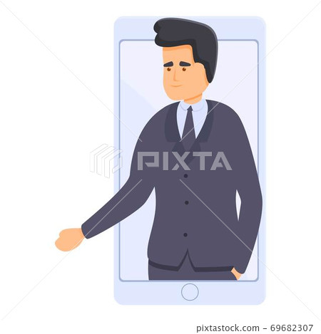 Business video call icon, cartoon style 69682307
