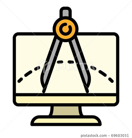 Architect computer compass icon, outline style 69683031