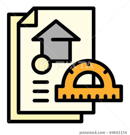 Architect protractor house project icon, outline style Architect protractor house project icon, outline style 69683154