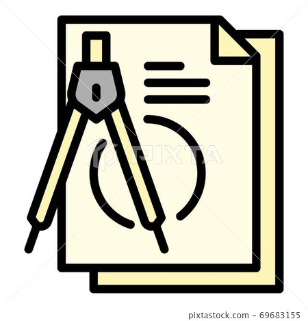 Architect compass paper icon, outline style Architect compass paper icon, outline style 69683155