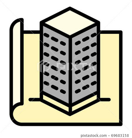 Architect building project icon, outline style 69683158