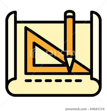 Architect pencil angle ruler icon, outline style 69683159