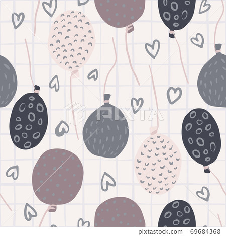 Colorful balloons seamless pattern with heart... - Stock Illustration ...