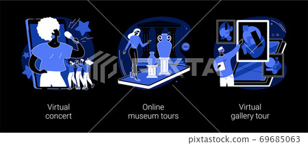 Stay home entertainment abstract concept vector illustrations. 69685063