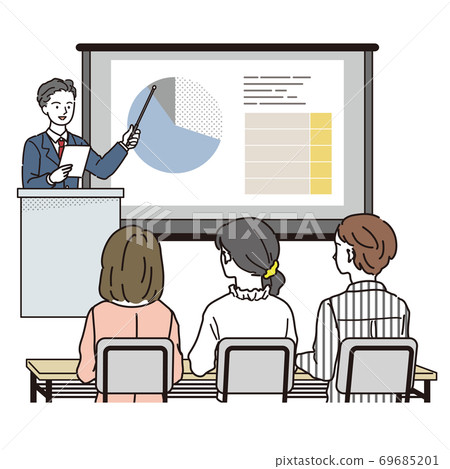 Multiple women attending a seminar Multiple women attending a seminar 69685201
