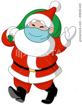 Santa with medical mask and gift sack Santa with medical mask and gift sack 69686169