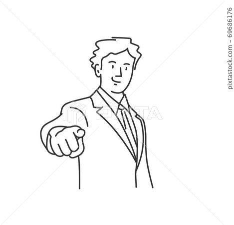 Business man pointing at you forefinger. 69686176