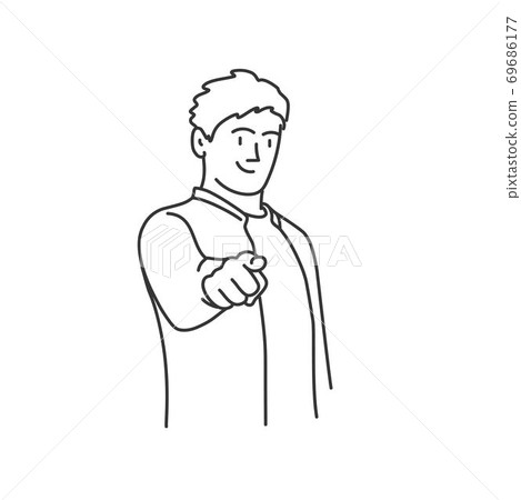 Guy pointing at you forefinger. 69686177