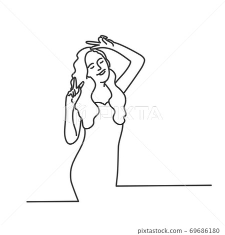 Stylish portrait of woman dance on white background. 69686180