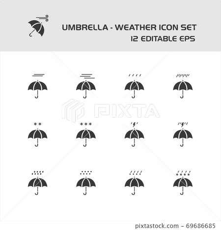 Umbrella and weather. Isolated icon set. Forecast and map glyph vector illustration 69686685