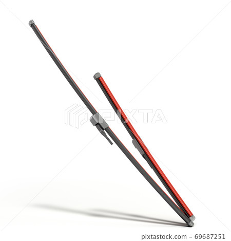 car wipers with red silicone coating 3d render isolate on white 69687251