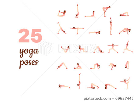 People Practicing Yoga, 25 Poses for Your Design Stock Vector -  Illustration of fitness, character: 22098527