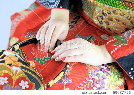 Coming-of-age ceremony, furisode accessories and nail art 69687736