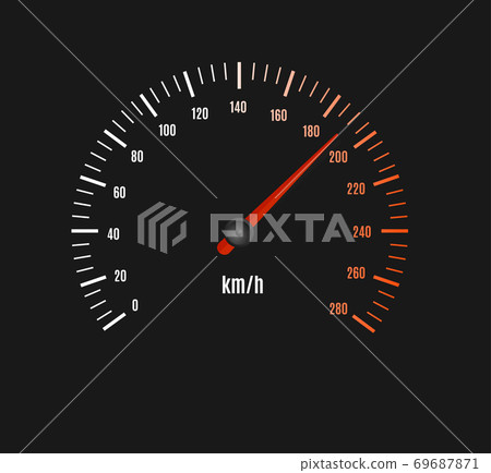 Speed Counter or Speedometer Dashboard Car with Pointer. Vector 69687871