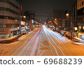 Night view of Route 7 on a heavy snowy day in Aomori City ⑤ 69688239
