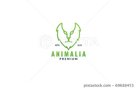 green leaf with animal face line logo design 69688453