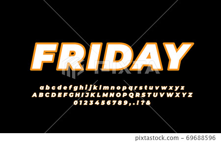 white and orange line modern alphabet or letter text effect or font effect design 69688596