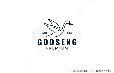 animal bird goose or swan line fly logo design minimalist 69688619