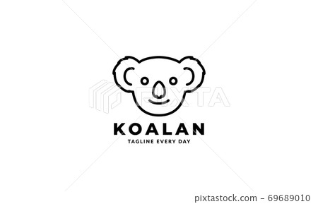 cute panda head  smile line modern logo design icon 69689010