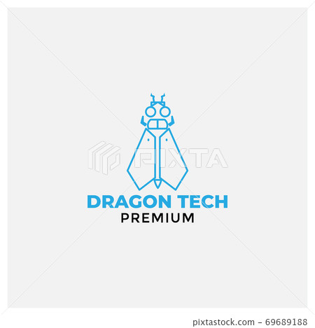dragon fly robot modern logo design 69689188