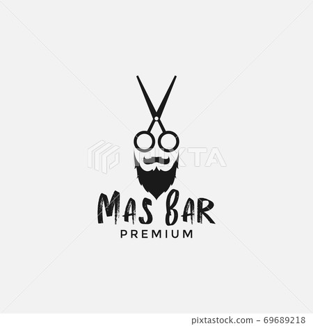 man scissor and long beard logo design 69689218