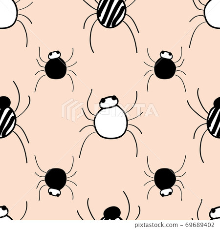 Doodle Spiders repeat vector seamless 69689402