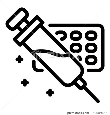 Insulin syringe icon, outline style 69689656