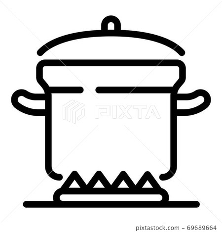Cooking burning pot icon, outline style 69689664