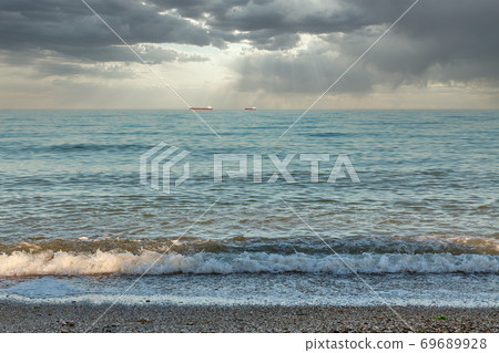 Black Sea seascape with dramatic clouds. Odessa, Ukraine. Black Sea seascape with dramatic clouds. Odessa, Ukraine. 69689928