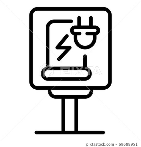 Charging station road sign icon, outline style Charging station road sign icon, outline style 69689951