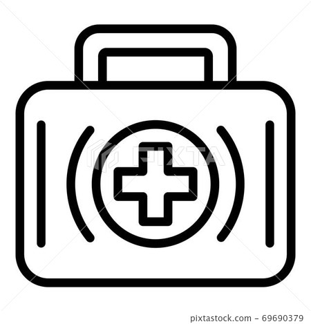 First aid kit icon, outline style First aid kit icon, outline style 69690379