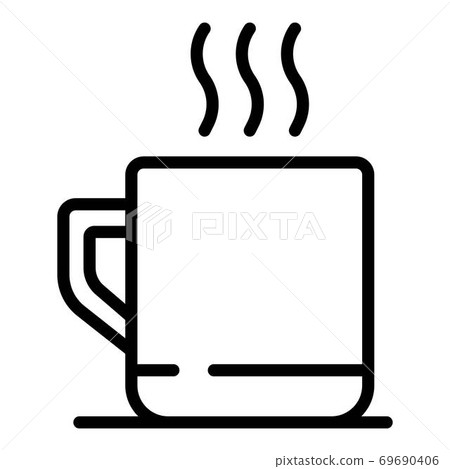 Hot tea mug icon, outline style Hot tea mug icon, outline style 69690406