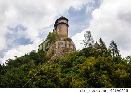 Orava Castle on a high rock above Orava river in the village of Oravsky Podzamok in Slovakia Orava Castle on a high rock above Orava river in the village of Oravsky Podzamok in Slovakia 69690596