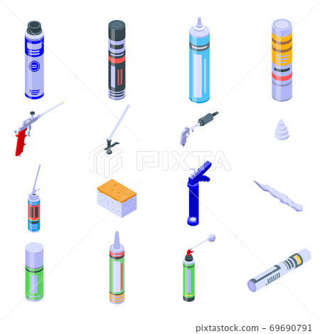 Polyurethane foam icons set, isometric style 69690791