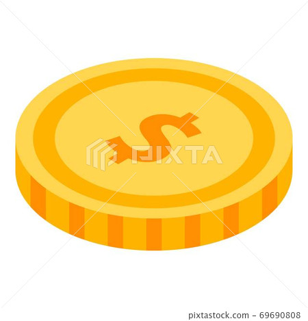 Gold dollar coin icon, isometric style - Stock Illustration [69690808 ...