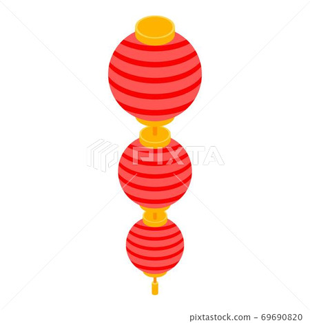 Triple chinese lantern icon, isometric style Triple chinese lantern icon, isometric style 69690820
