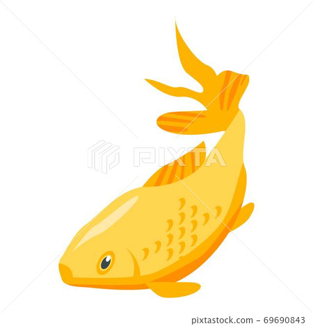 Goldfish with the big tail icon, isometric style Goldfish with the big tail icon, isometric style 69690843