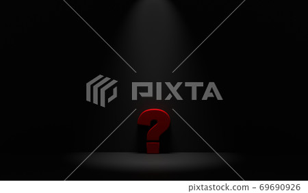 Question mark in dark room 3d render Question mark in dark room 3d render 69690926