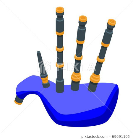 Blue bagpipes icon, isometric style 69691105