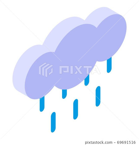 Rainy cloud icon, isometric style Rainy cloud icon, isometric style 69691516