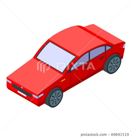 Red sedan car icon, isometric style 69691519