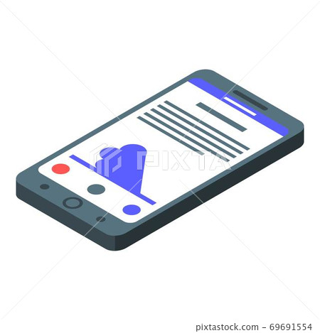 Smartphone tsunami alert icon, isometric style 69691554