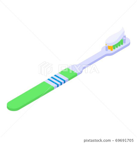 Kid toothbrush icon, isometric style Kid toothbrush icon, isometric style 69691705
