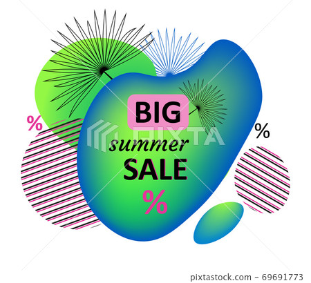 Big summer sale memphis liquid banner. Abstract fluid shape Big summer sale memphis liquid banner. Abstract fluid shape 69691773