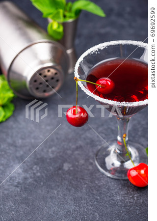 Red cherry martini summer cocktail Red cherry martini summer cocktail 69692599