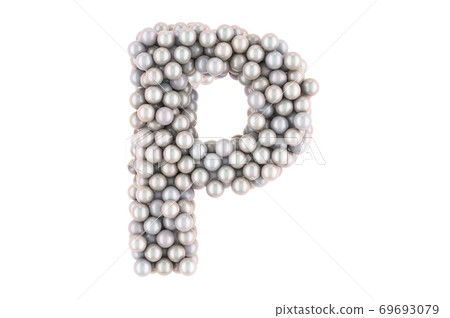Letter P from white pearls, 3D rendering 69693079