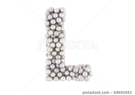 Letter L from white pearls, 3D rendering 69693083