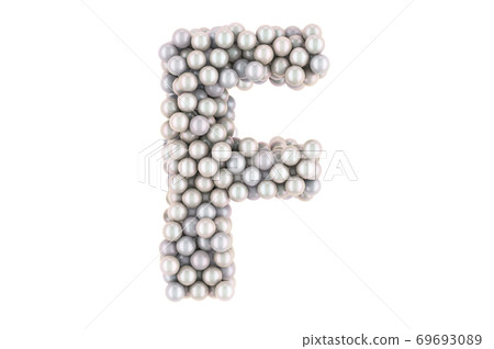 Letter F from white pearls, 3D rendering Letter F from white pearls, 3D rendering 69693089