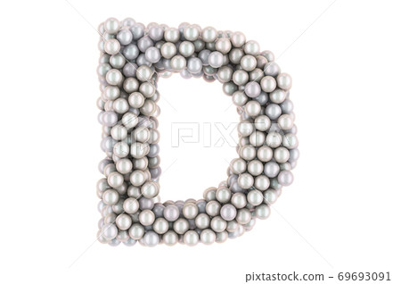 Letter D from white pearls, 3D rendering 69693091