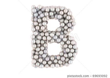 Letter B from white pearls, 3D rendering 69693092